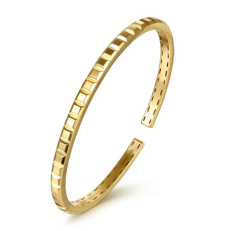 14K Yellow Plain Gold Cuff Bangle Bracelet - Shot 2