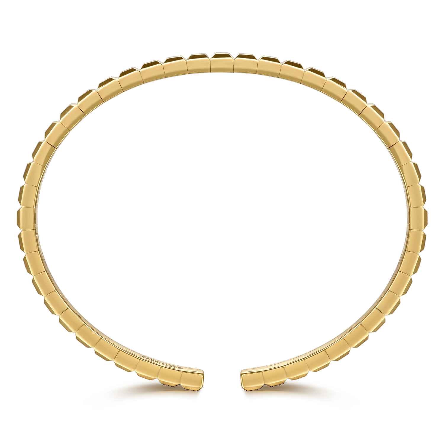 14K Yellow Plain Gold Cuff Bangle Bracelet - Shot 3