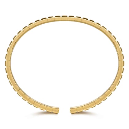 14K Yellow Plain Gold Cuff Bangle Bracelet