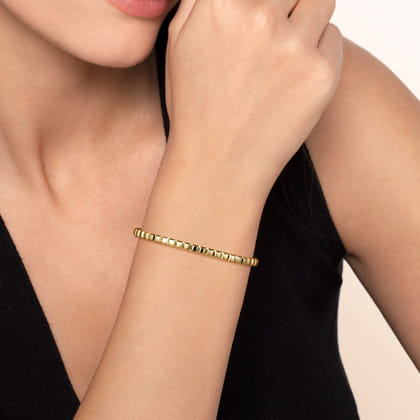 14K Yellow Plain Gold Cuff Bangle Bracelet