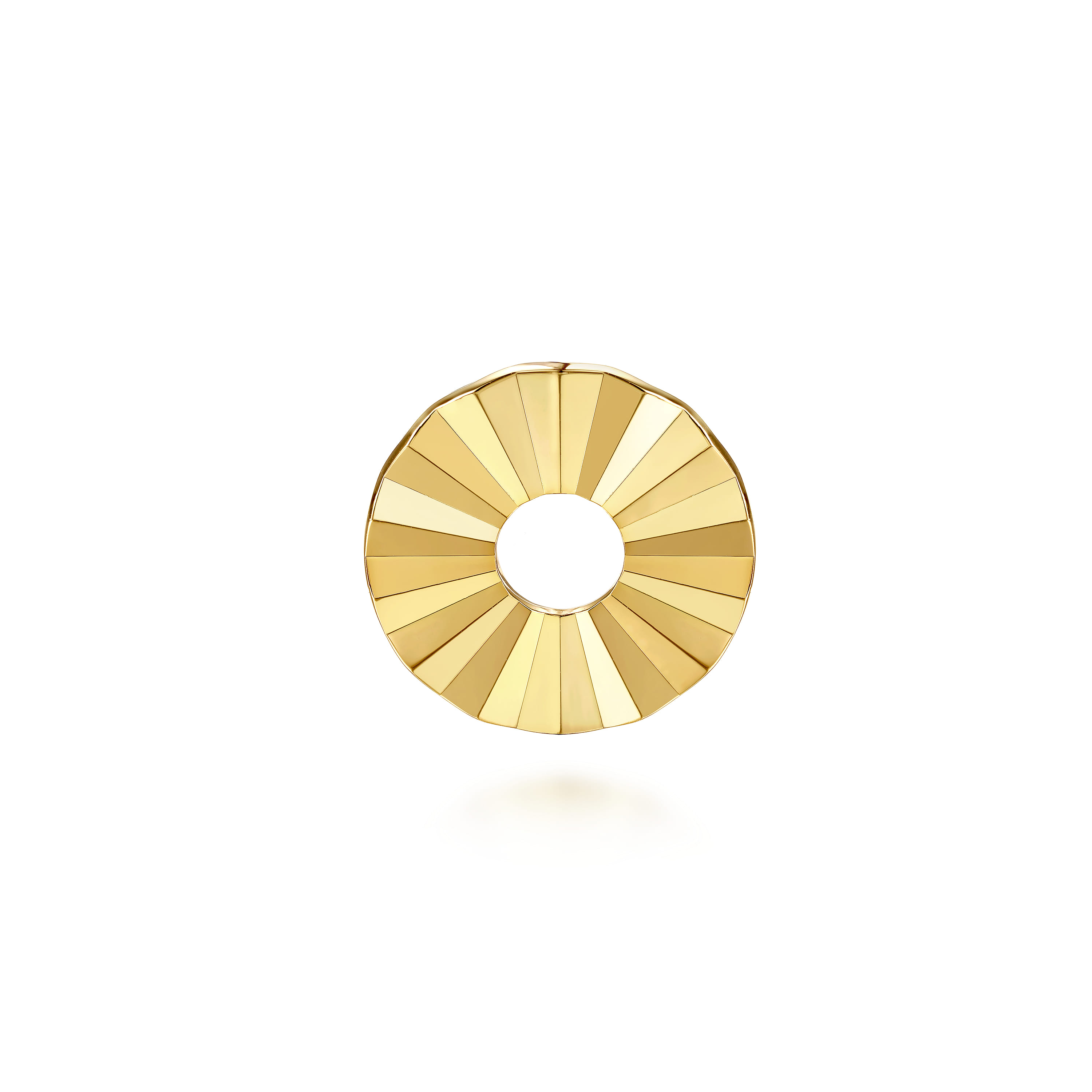 14K Yellow Plain Gold Diamond Cut Earring Charm - Shot 1