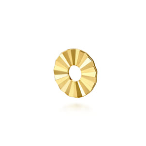 14K Yellow Plain Gold Diamond Cut Earring Charm