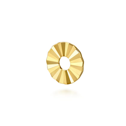 14K Yellow Plain Gold Diamond Cut Earring Charm