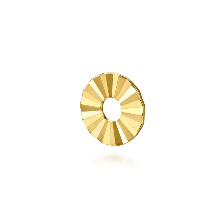 14K Yellow Plain Gold Diamond Cut Earring Charm - Shot 3