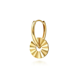 14K Yellow Plain Gold Diamond Cut Earring Charm