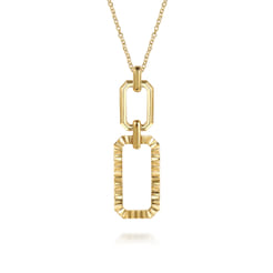 14K-Yellow-Plain-Gold-Diamond-Cut-Link-Pendant-Necklace1