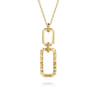 14K Yellow Plain Gold Diamond Cut Link Pendant Necklace