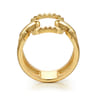 14K Yellow Plain Gold Diamond Cut Link Wide Band Ring