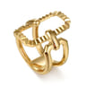 14K Yellow Plain Gold Diamond Cut Link Wide Band Ring