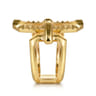 14K Yellow Plain Gold Diamond Cut Link Wide Band Ring