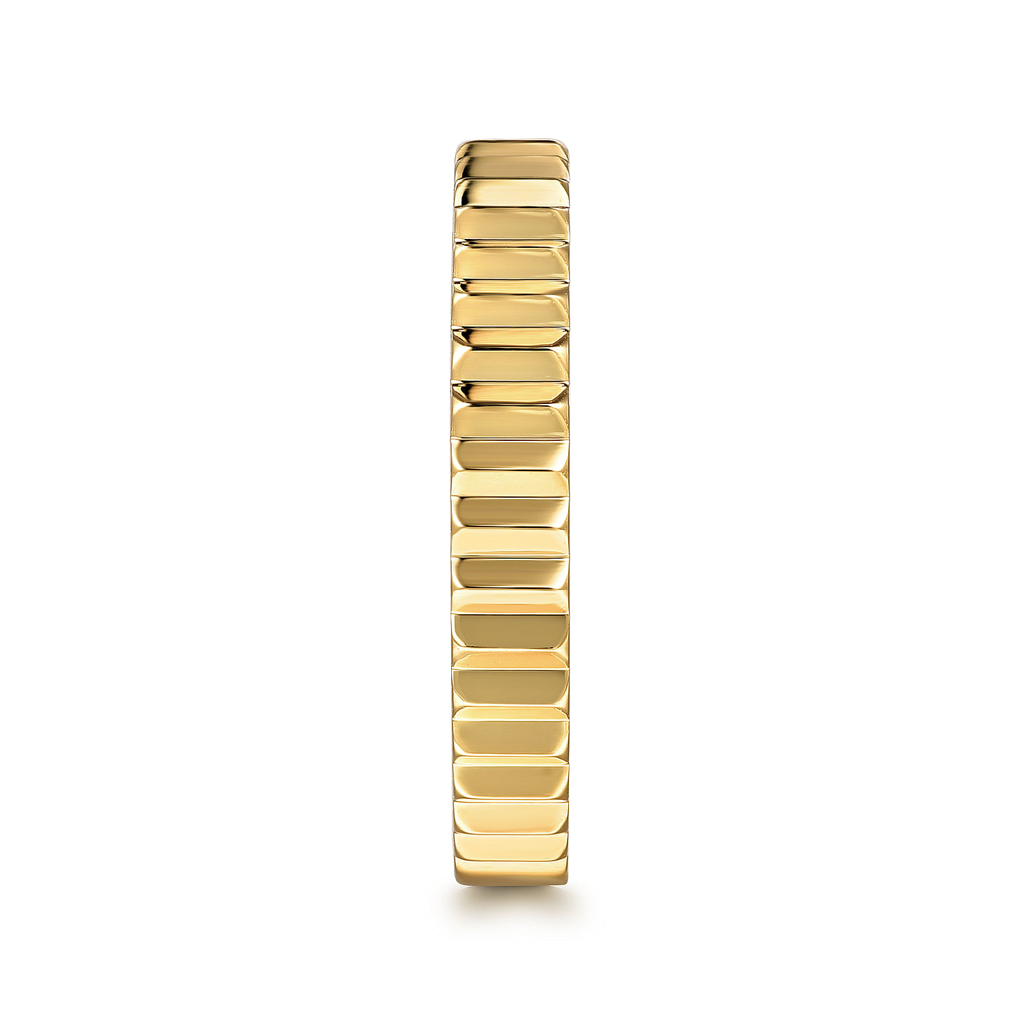14K Yellow Plain Gold Diamond Cut Stackable Ring - Shot 4