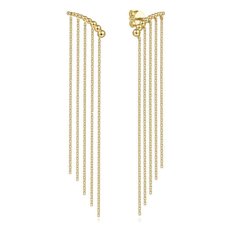14K Yellow Plain Gold Drop Earrings - Shot 1