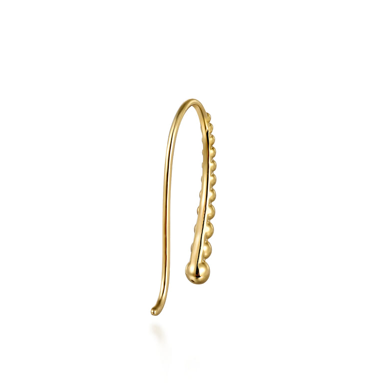 14K Yellow Plain Gold Graduating Bujukan Ball Drop Frenchwire Earrings - Shot 3