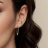 14K Yellow Plain Gold Graduating Bujukan Ball Drop Frenchwire Earrings