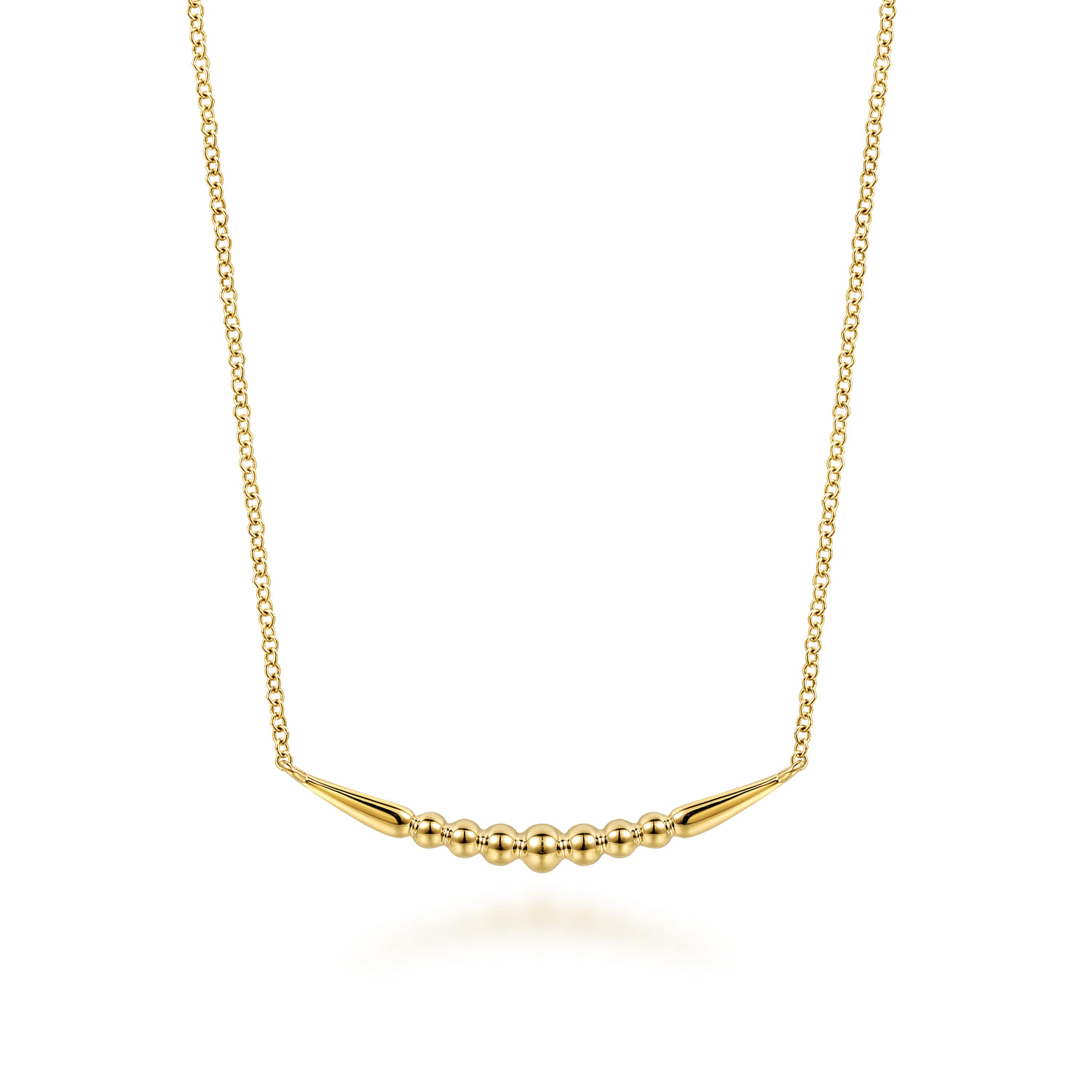 14K Yellow Plain Gold Graduating Bujukan and Spike Bar Necklace - Shot 1