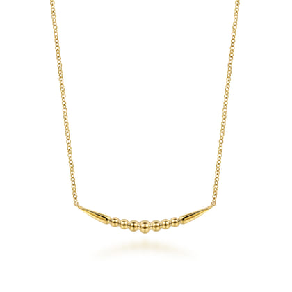 14K Yellow Plain Gold Graduating Bujukan and Spike Bar Necklace