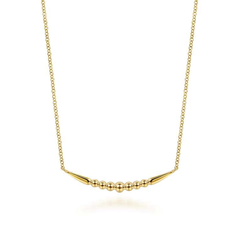 14K Yellow Plain Gold Graduating Bujukan and Spike Bar Necklace - Shot 1