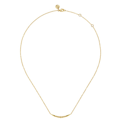 14K Yellow Plain Gold Graduating Bujukan and Spike Bar Necklace