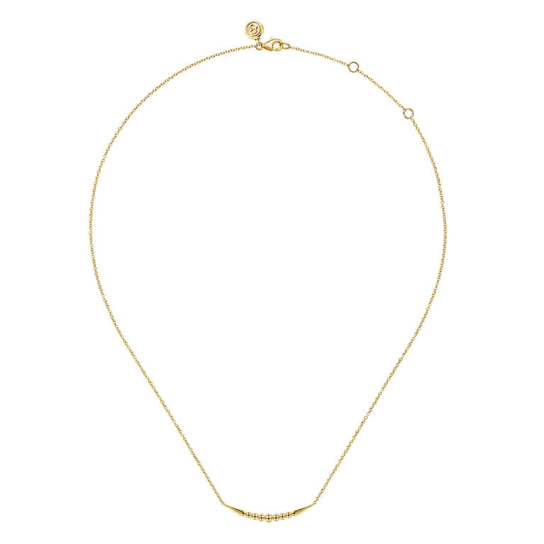 14K Yellow Plain Gold Graduating Bujukan and Spike Bar Necklace - Shot 2