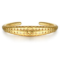 14K Yellow Plain Gold Graduating Cuff Bracelet