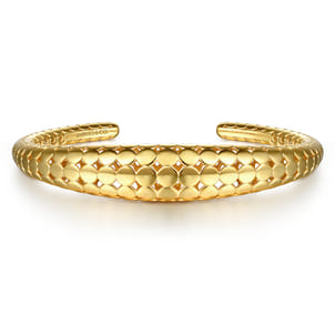 14K Yellow Plain Gold Graduating Cuff Bracelet