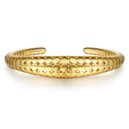 14K Yellow Plain Gold Graduating Cuff Bracelet