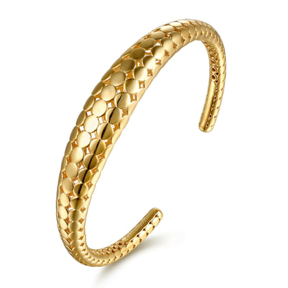 14K Yellow Plain Gold Graduating Cuff Bracelet