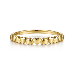 14K Yellow Plain Gold Heart Stackable Ring
