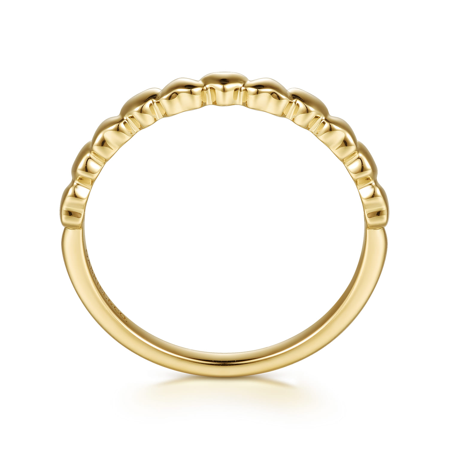 14K Yellow Plain Gold Heart Stackable Ring