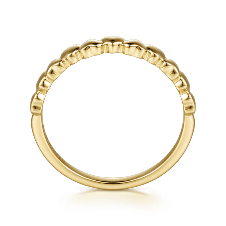 14K Yellow Plain Gold Heart Stackable Ring - Shot 2