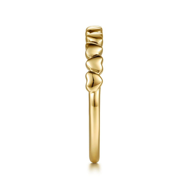 14K Yellow Plain Gold Heart Stackable Ring - Shot 4