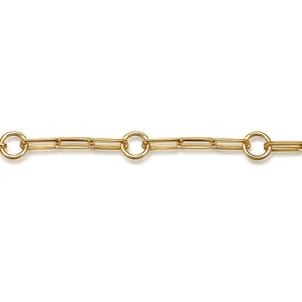 14K Yellow Plain Gold Hollow Link Chain Bracelet