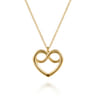 14K Yellow Plain Gold Infinity Heart Pendant Necklace