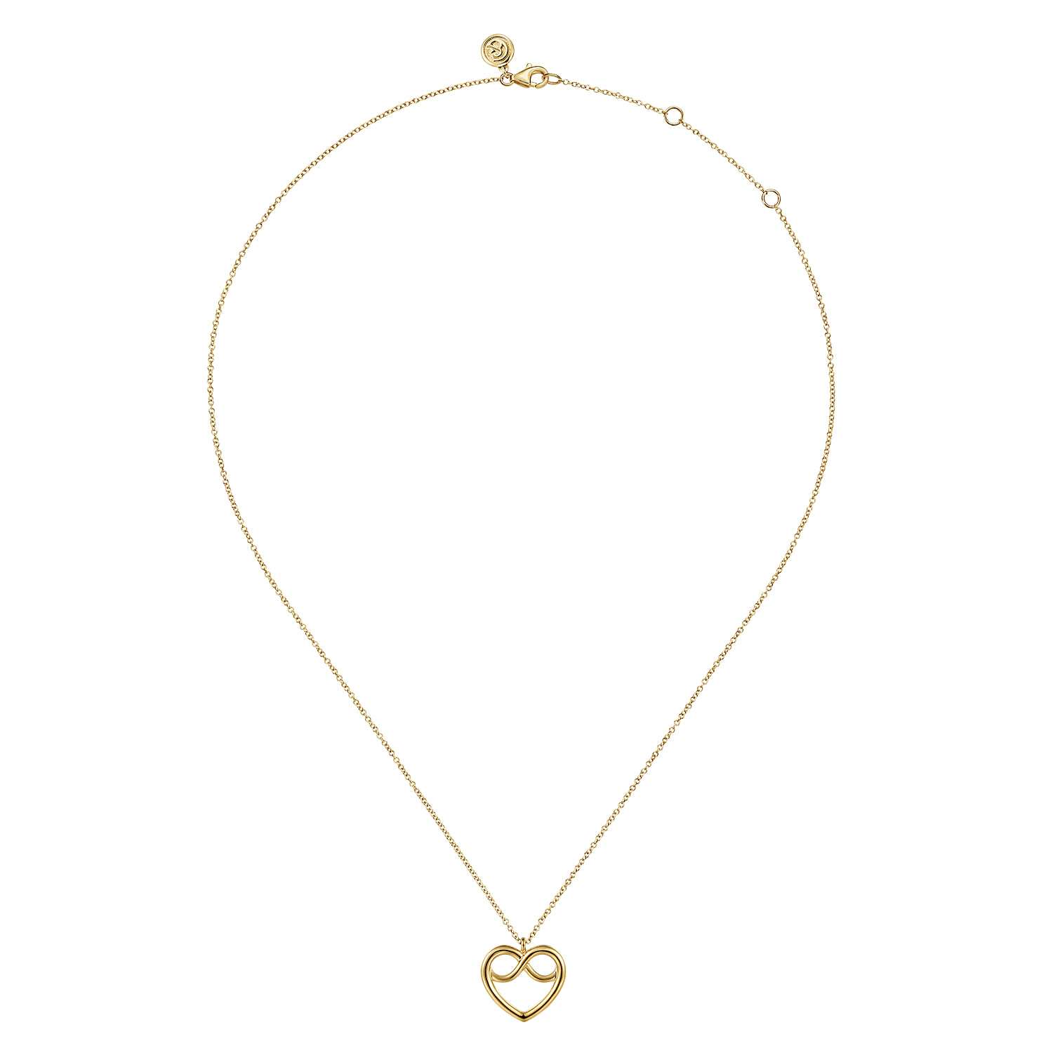 14K Yellow Plain Gold Infinity Heart Pendant Necklace