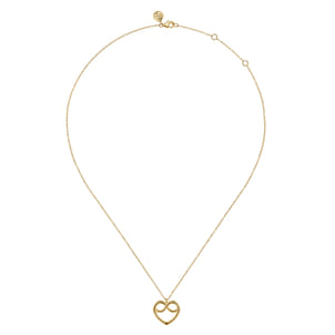 14K Yellow Plain Gold Infinity Heart Pendant Necklace