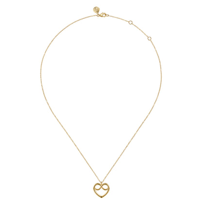 14K Yellow Plain Gold Infinity Heart Pendant Necklace