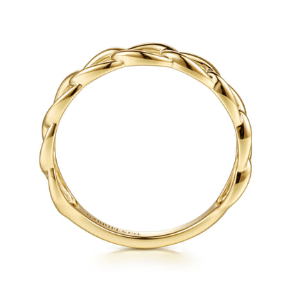 14K Yellow Plain Gold Link Chain Stackable Ring