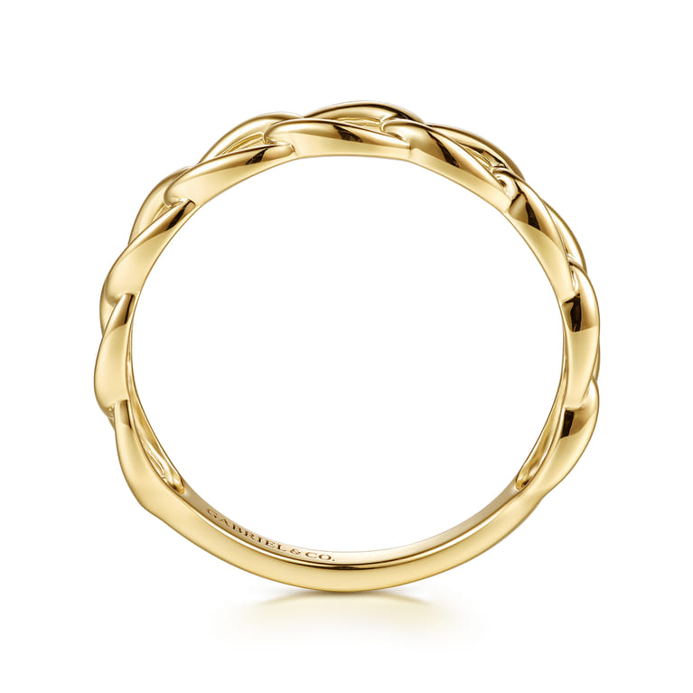 14K Yellow Plain Gold Link Chain Stackable Ring - Shot 2