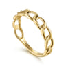 14K Yellow Plain Gold Link Chain Stackable Ring