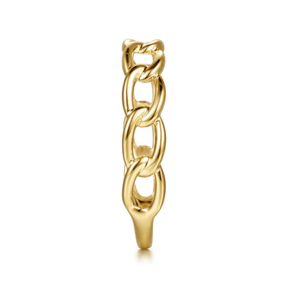 14K Yellow Plain Gold Link Chain Stackable Ring