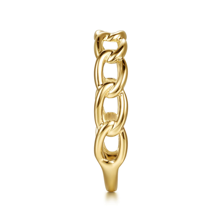 14K Yellow Plain Gold Link Chain Stackable Ring - Shot 4