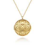 14K Yellow Plain Gold Locket Pendant Necklace