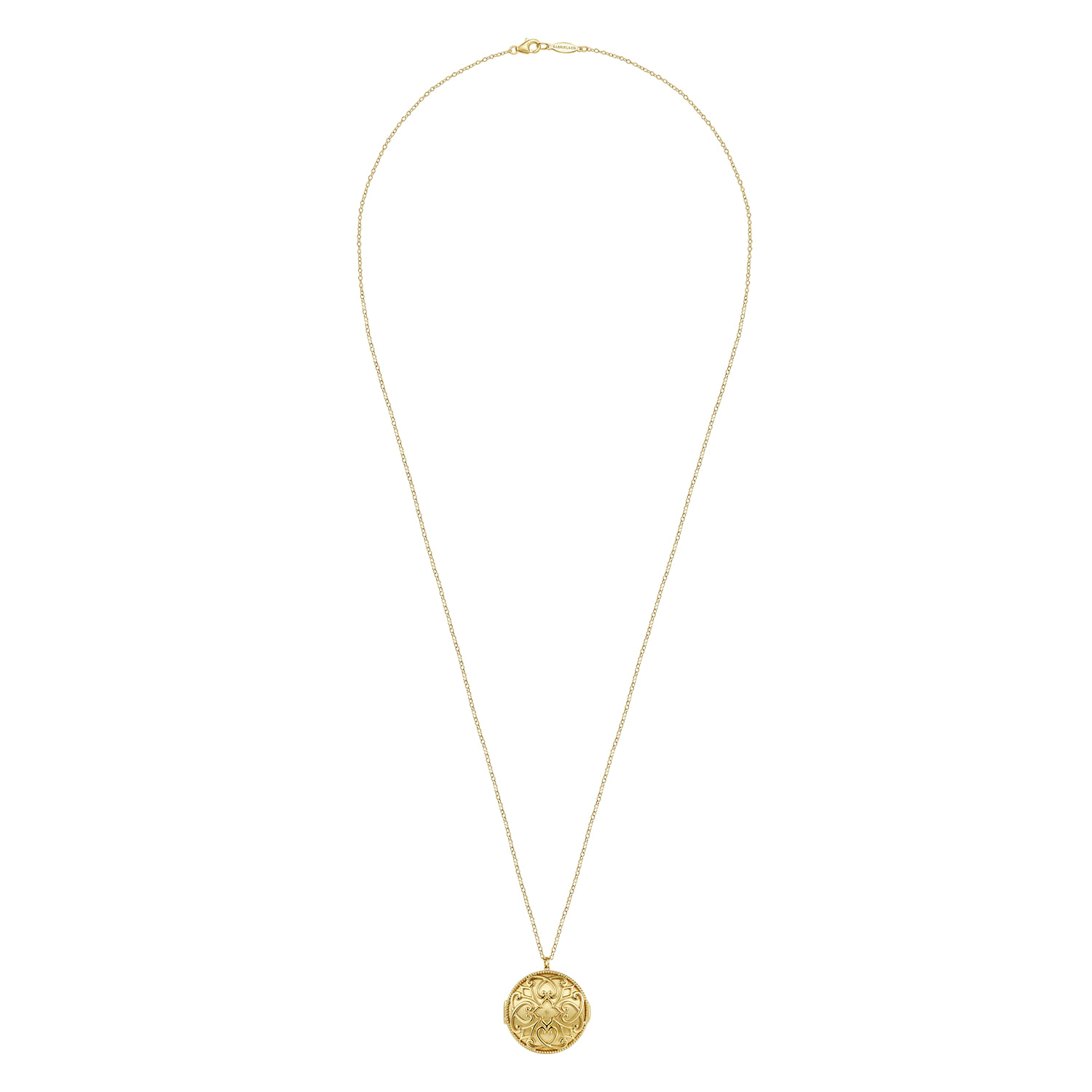 14K Yellow Plain Gold Locket Pendant Necklace