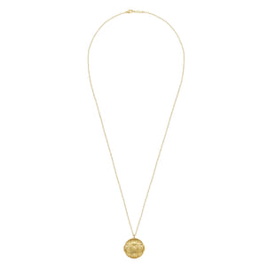 14K Yellow Plain Gold Locket Pendant Necklace