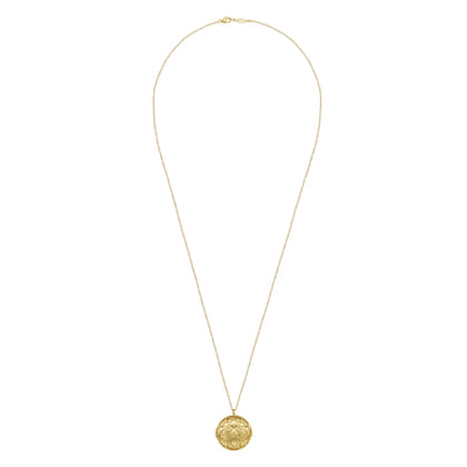 14K Yellow Plain Gold Locket Pendant Necklace