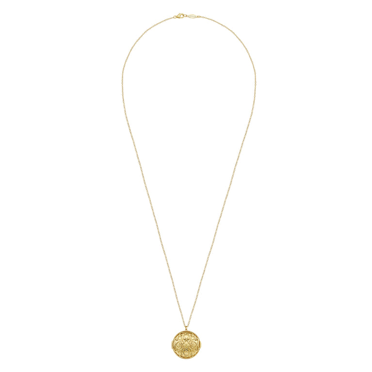 14K Yellow Plain Gold Locket Pendant Necklace - Shot 4