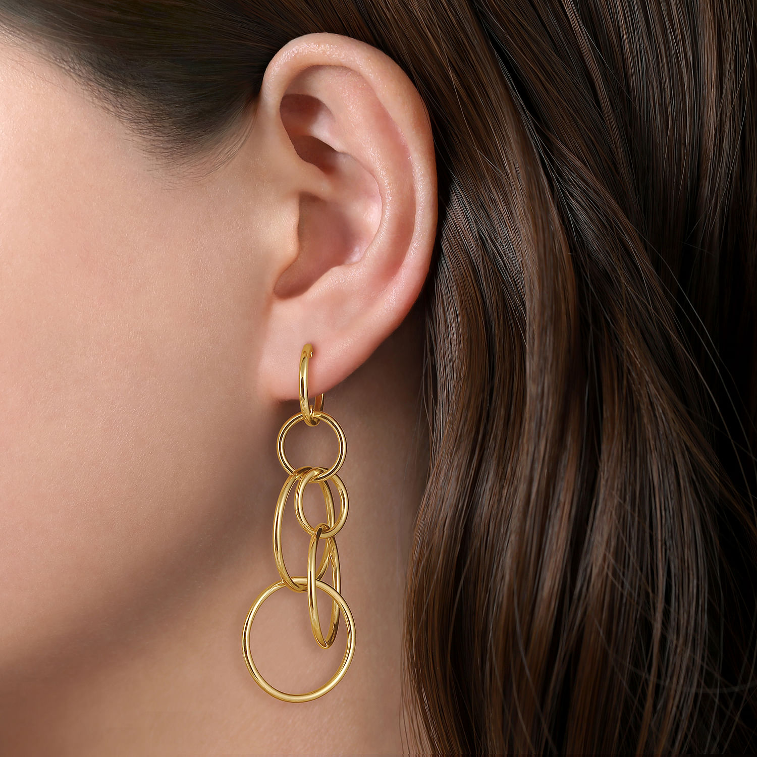 14K-Yellow-Plain-Gold-Multi-Circles-Huggie-Drop-Earrings2