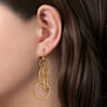 14K Yellow Plain Gold Multi Circles Huggie Drop Earrings