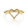 14K Yellow Plain Gold Open Heart Ladies Ring