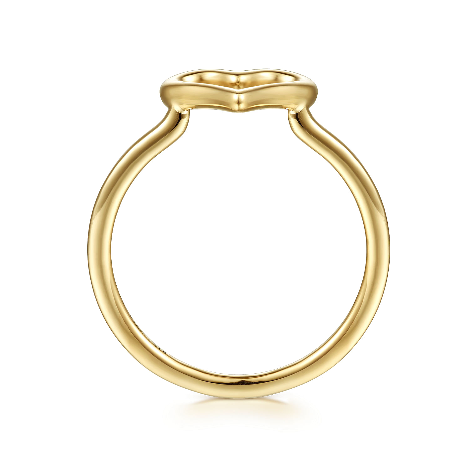 14K Yellow Plain Gold Open Heart Ladies Ring